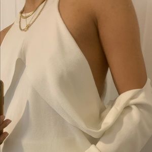 Dion Lee cold shoulder white knit top